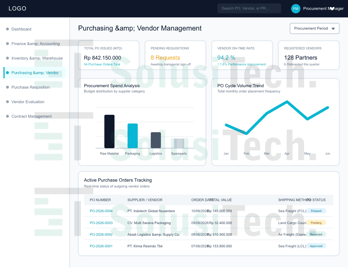 jasa pembuatan sistem purchasing vendor management custom