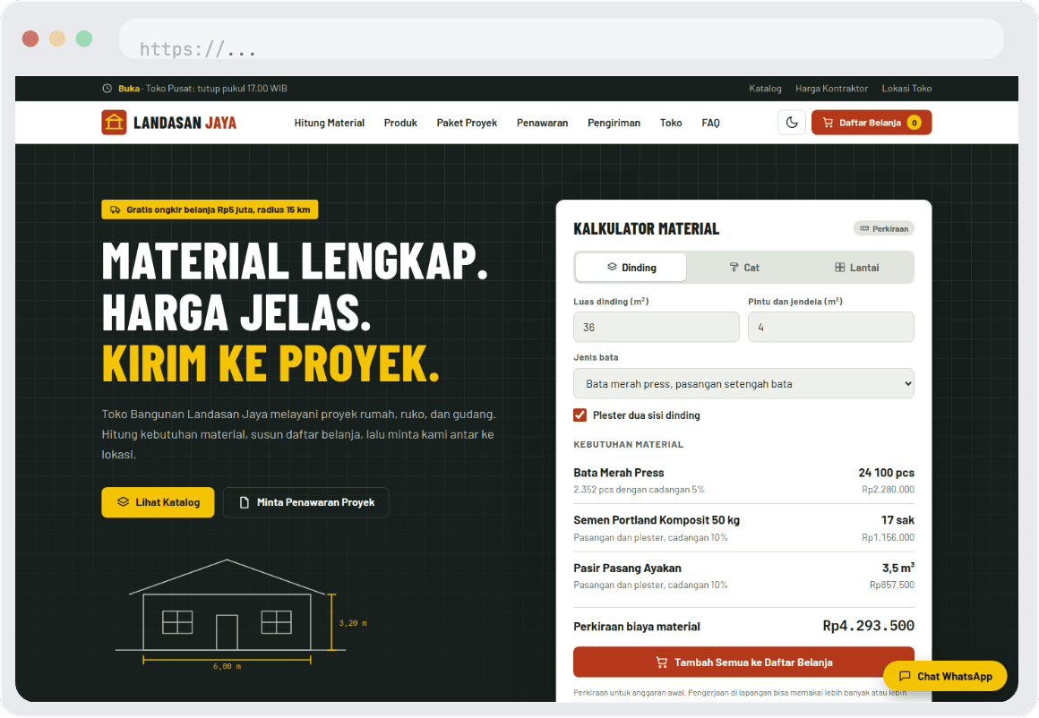 Landing Page Premium Untuk Toko Bangunan - SolusiTech