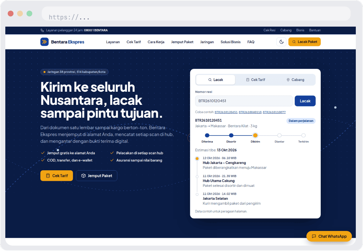 Landing Page Premium Untuk Perusahaan Expedisi - SolusiTech