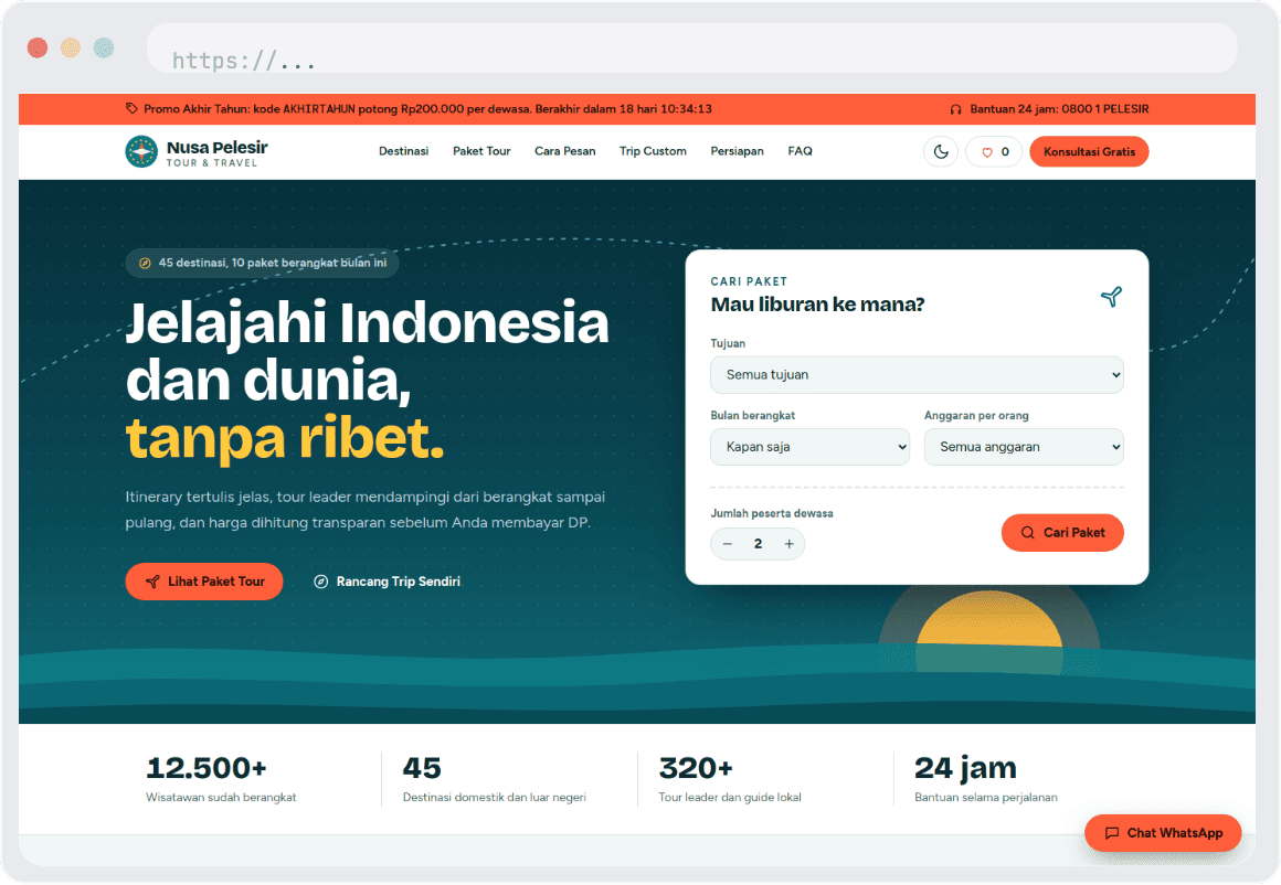 Landing Page Premium Untuk Tour & Travel - SolusiTech