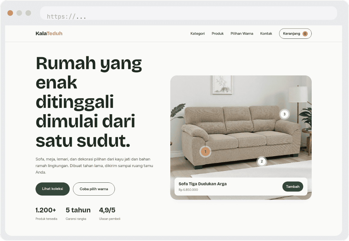 Landing Page Premium untuk Penjualan Furniture - SolusiTech
