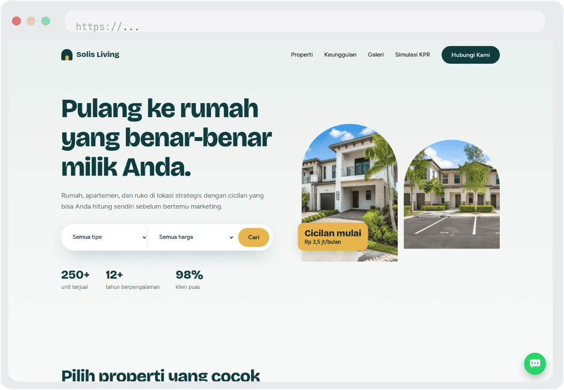Landing Page Premium untuk Penjualan Properti - SolusiTech