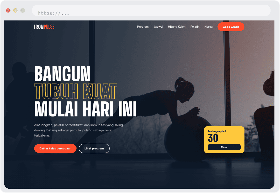 Landing Page Premium untuk GYM - SolusiTech