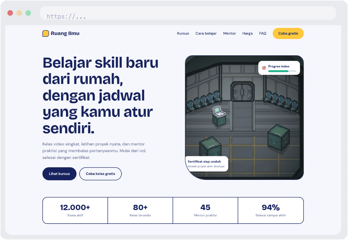 Landing Page Premium untuk Kelas Online - SolusiTech