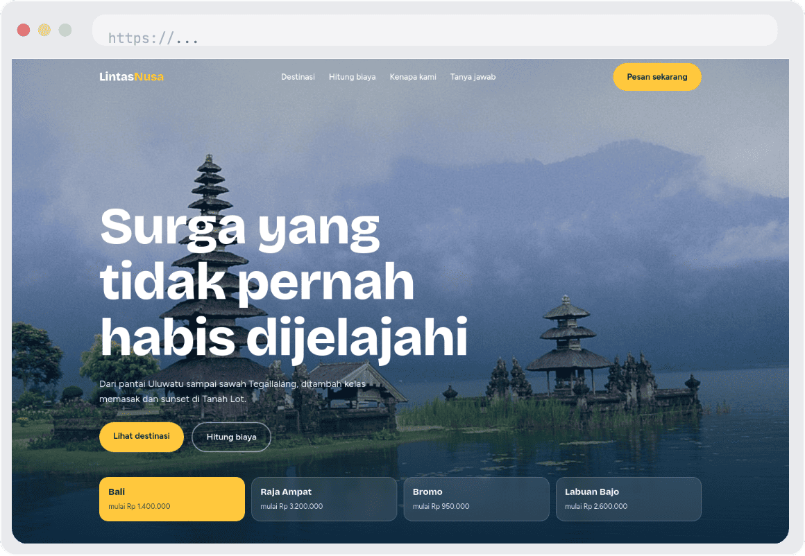 Landing Page Premium untuk Pariwisata - SolusiTech