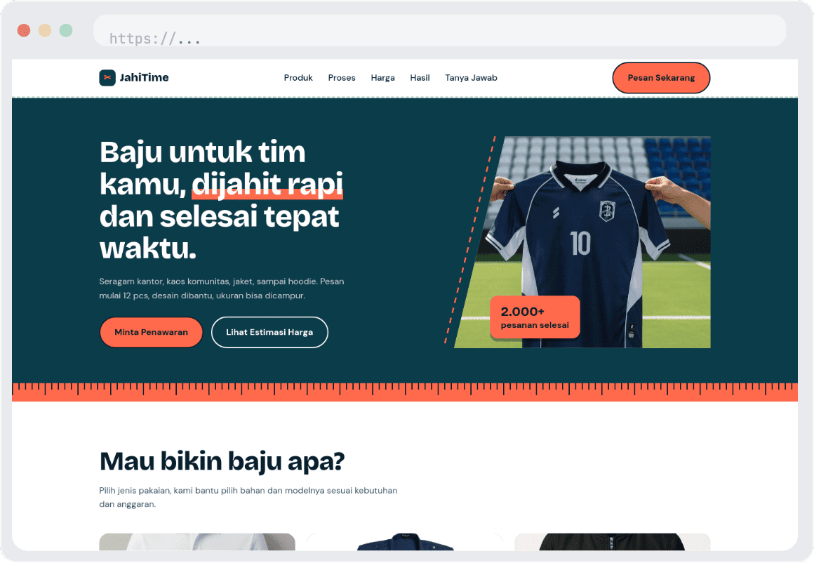 Landing Page Premium untuk Konveksi- SolusiTech