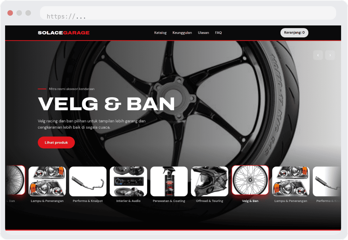 Landing Page Premium untuk Penjualan Sparepart Otomotif- SolusiTech