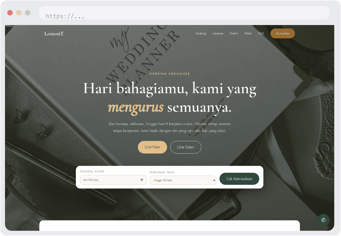 Landing Page Premium untuk Wedding Organizer - SolusiTech